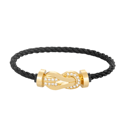 [Dawnora Jewelry]CHANCE LARGE 8 FIGURE BUCKLE HALF DIAMOND BRACELET GOLD