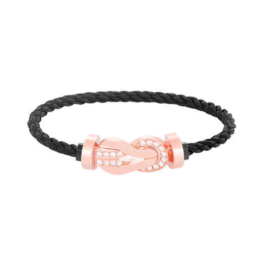 [Dawnora Jewelry]CHANCE LARGE 8 FIGURE BUCKLE HALF DIAMOND BRACELET ROSE GOLD