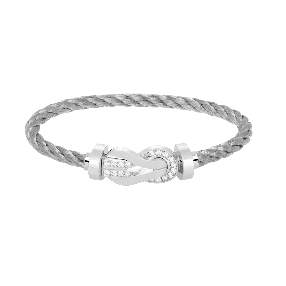 [Dawnora Jewelry]CHANCE LARGE 8 FIGURE BUCKLE HALF DIAMOND BRACELET SILVER