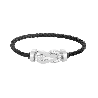 [Dawnora Jewelry]CHANCE LARGE 8 FIGURE BUCKLE HALF DIAMOND BRACELET SILVER