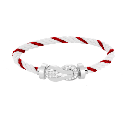 [Dawnora Jewelry]CHANCE LARGE 8 FIGURE BUCKLE HALF DIAMOND BRACELET SILVER