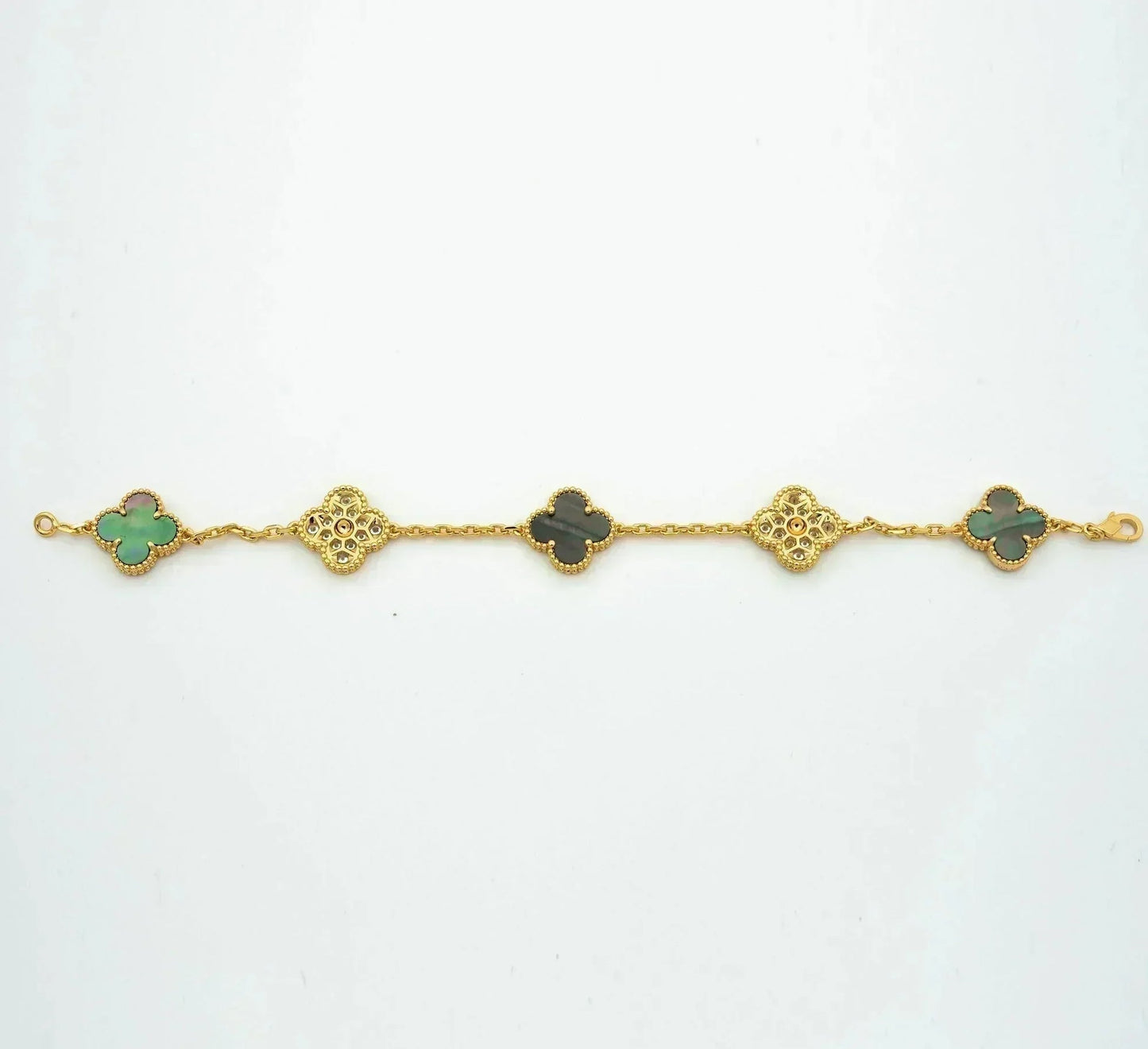[Dawnora Jewelry] CLOVER 5 MOTIF GRAY MOP BRACELET COLLECTION