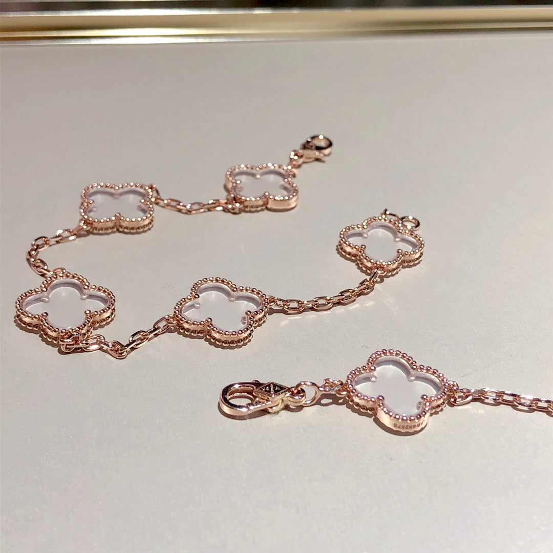 [Dawnora Jewelry]CLOVER 5 MOTIF ROCK CRYSTAL BRACELET