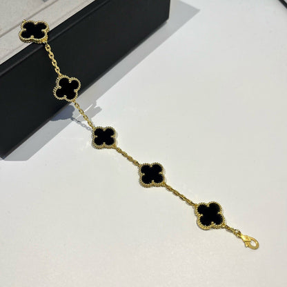 [Dawnora Jewelry] CLOVER 5 MOTIF ONYXS BRACELET COLLECTION