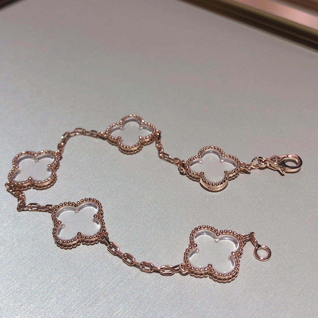 [Dawnora Jewelry]CLOVER 5 MOTIF ROCK CRYSTAL BRACELET