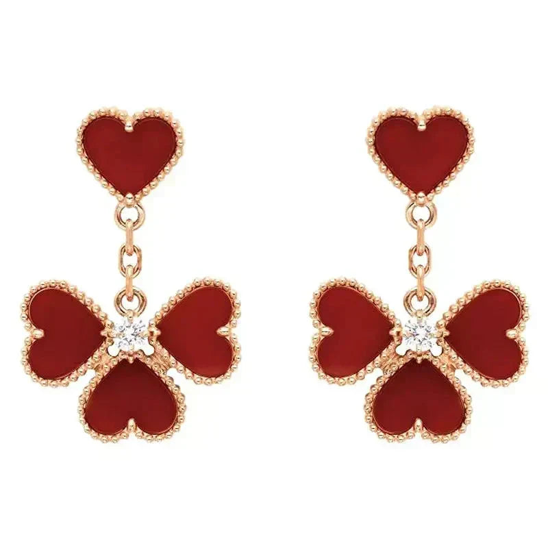 [Dawnora Jewelry]SWEET CLOVER CARNELIAN EARRINGS