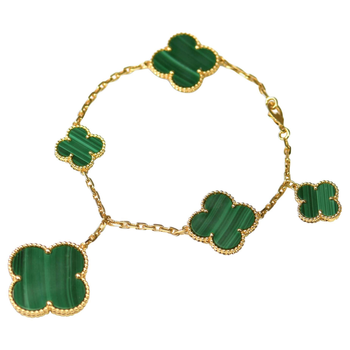[Dawnora Jewelry]MAGIC CLOVER MALACHITE GOLD BRACELET 5 MOTIFS