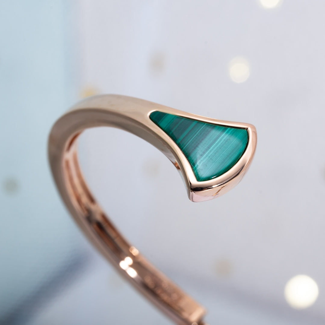 [Dawnora Jewelry]DREAM BRACELET OPEN MALACHITE PINK GOLD