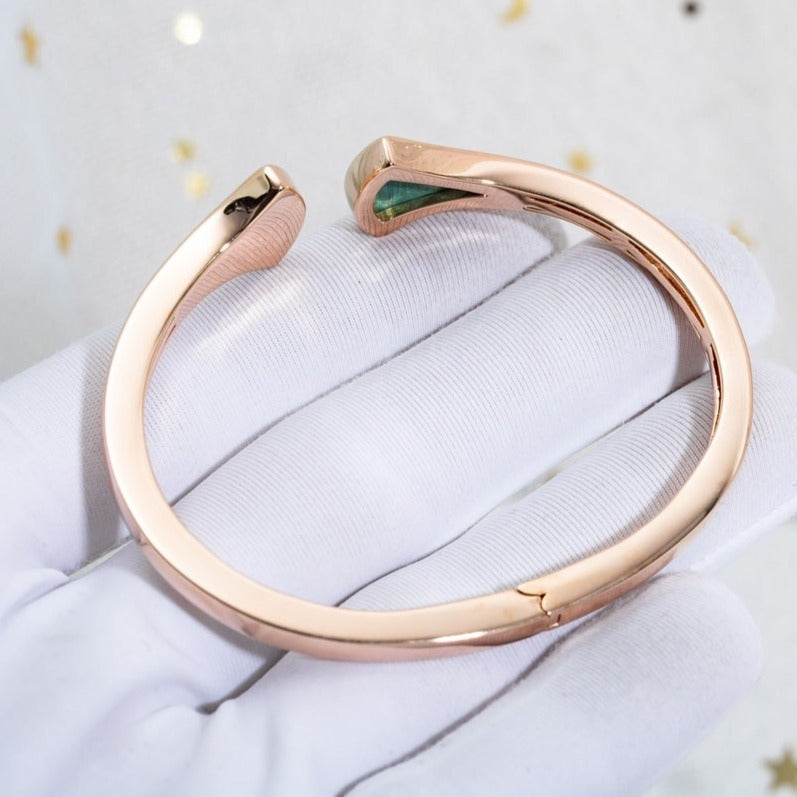 [Dawnora Jewelry]DREAM BRACELET OPEN MALACHITE PINK GOLD