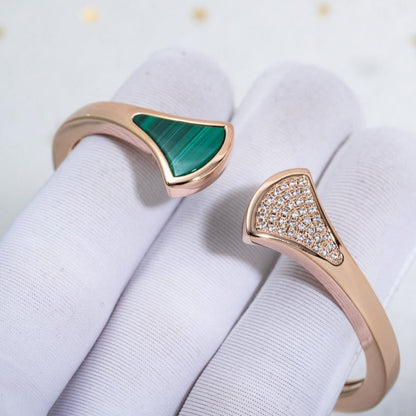[Dawnora Jewelry]DREAM BRACELET OPEN MALACHITE PINK GOLD