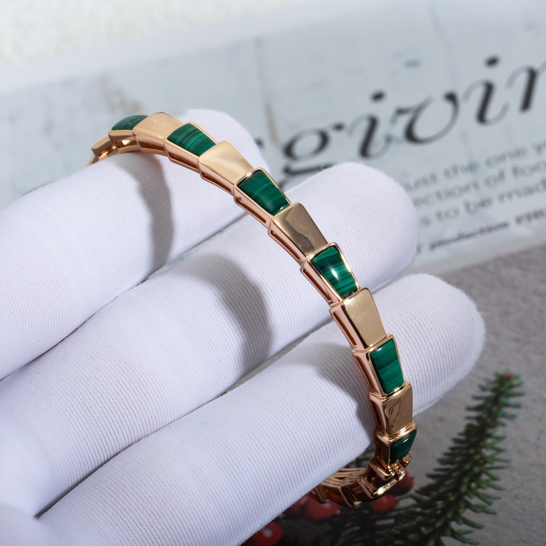 [Dawnora Jewelry]SERPENTI BRACELET PINK GOLD MALACHITE