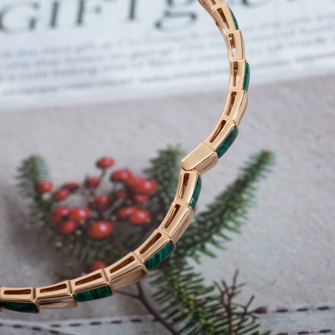 [Dawnora Jewelry]SERPENTI BRACELET PINK GOLD MALACHITE