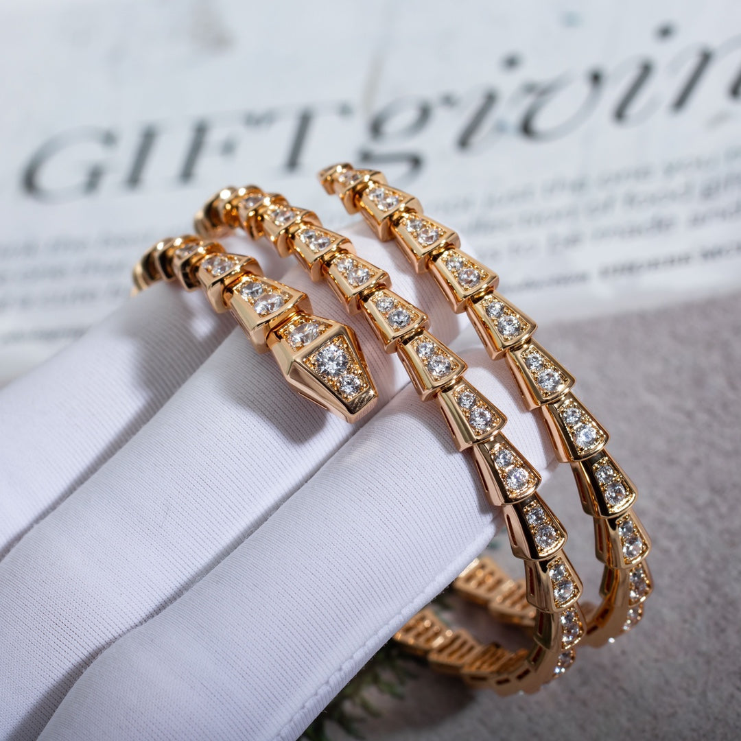 [Dawnora Jewelry]SERPENTI BRACELET PINK GOLD DIAMOND DOUBLE ROW