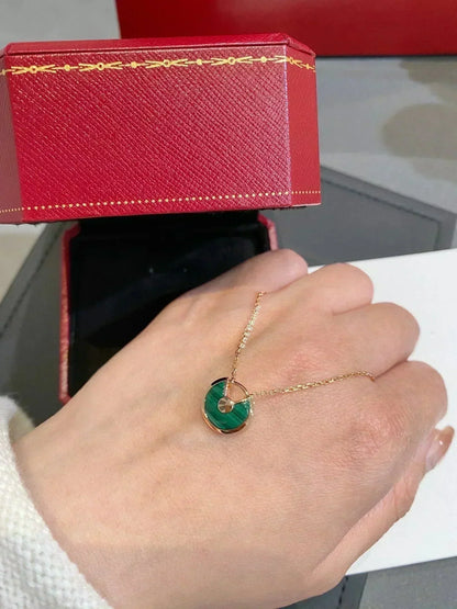 [Dawnora Jewelry]AMULETTE ROSE GOLD MALACHITE NECKLACE