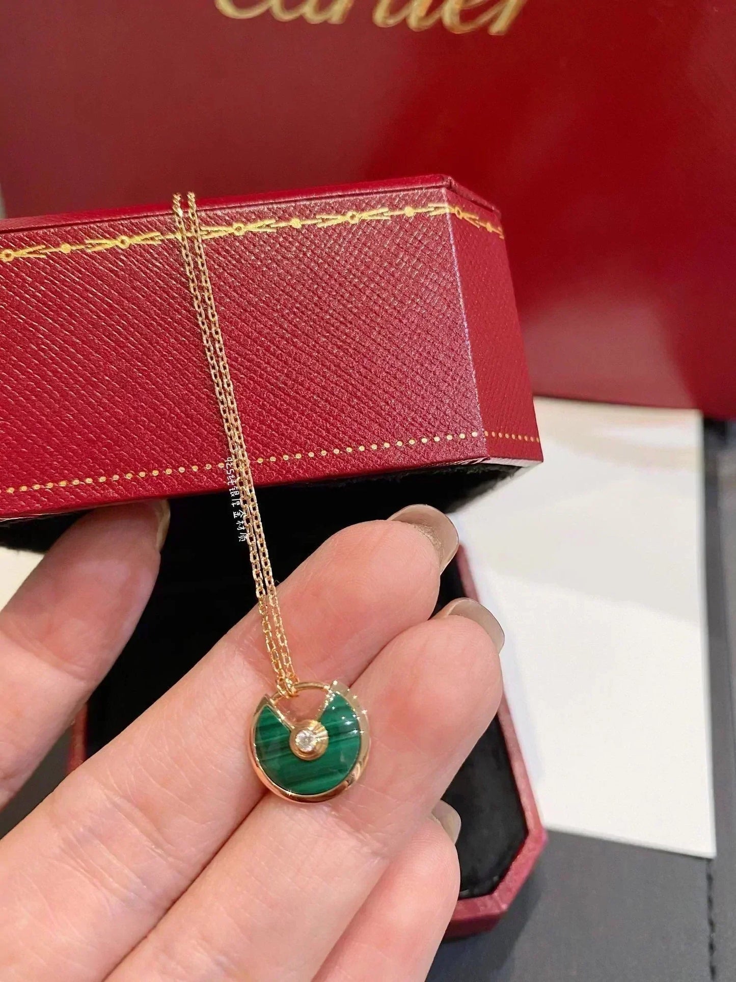 [Dawnora Jewelry]AMULETTE ROSE GOLD MALACHITE NECKLACE