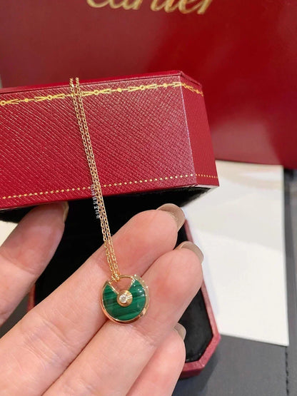 [Dawnora Jewelry]AMULETTE ROSE GOLD MALACHITE NECKLACE