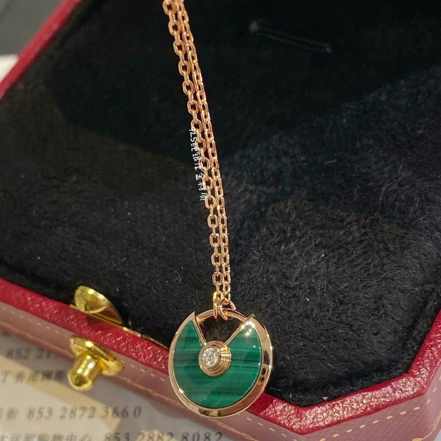 [Dawnora Jewelry]AMULETTE ROSE GOLD MALACHITE NECKLACE