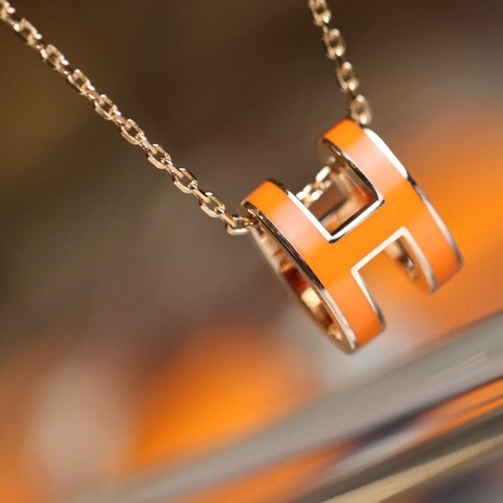[Dawnora Jewelry]POP H PEDANT PINK GOLD