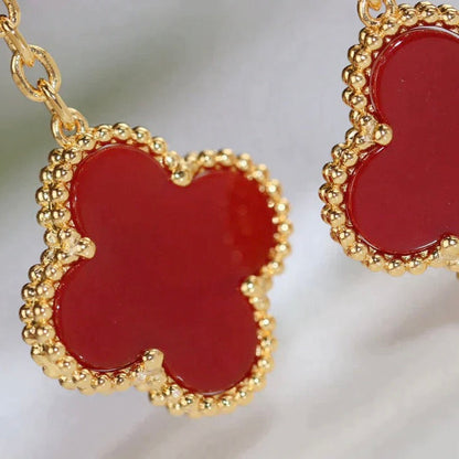 [Dawnora Jewelry]CLOVER  2 MOTIF  TIGER EYE CARNELIAN EARRINGS