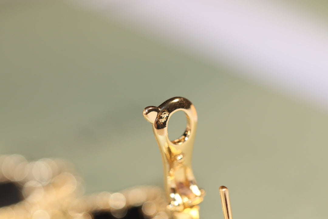 [Dawnora Jewelry]CLOVER EARRINGS GOLD ONYX MOP 3 MOTIF
