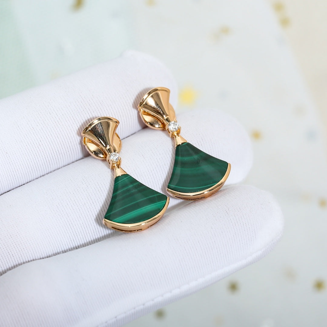 [Dawnora Jewelry]DREAM MALACHITE PINK GOLD EARRINGS