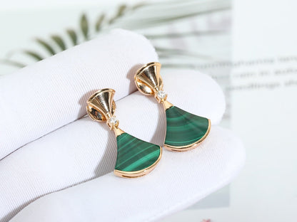 [Dawnora Jewelry]DREAM MALACHITE PINK GOLD EARRINGS