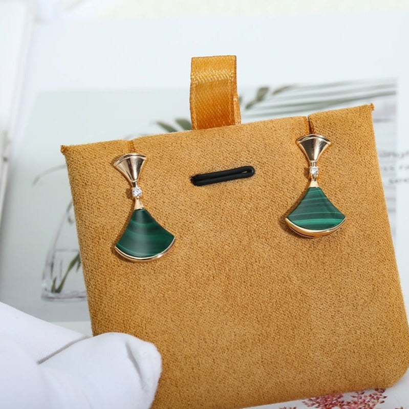 [Dawnora Jewelry]DREAM MALACHITE PINK GOLD EARRINGS