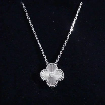[Dawnora Jewelry]CLOVER  15MM DIAMOND LASER NECKLACE SILVER