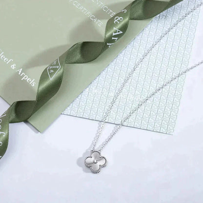 [Dawnora Jewelry]CLOVER  15MM DIAMOND LASER NECKLACE SILVER