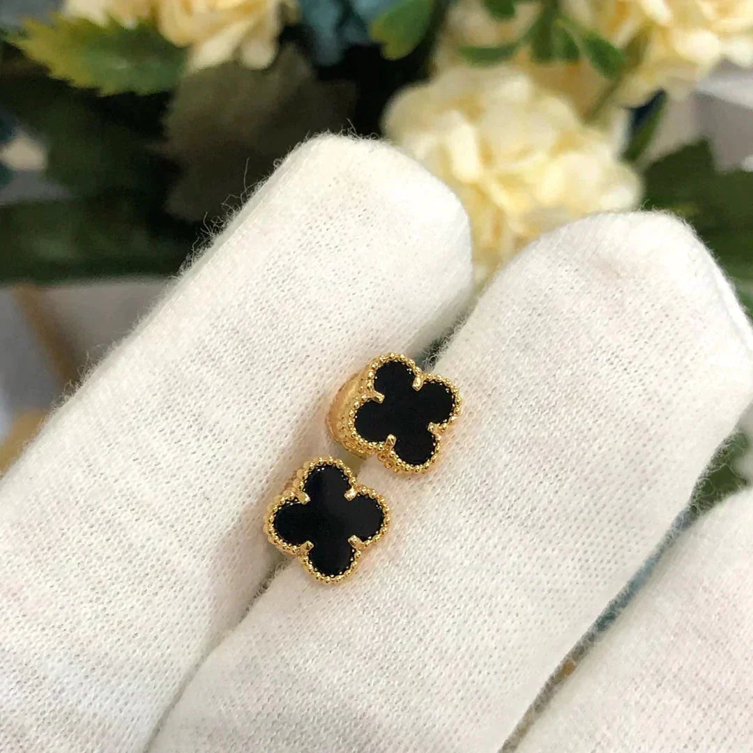 [Dawnora Jewelry]CLOVER MINI 9.5MM BLACK MOP EARRINGS