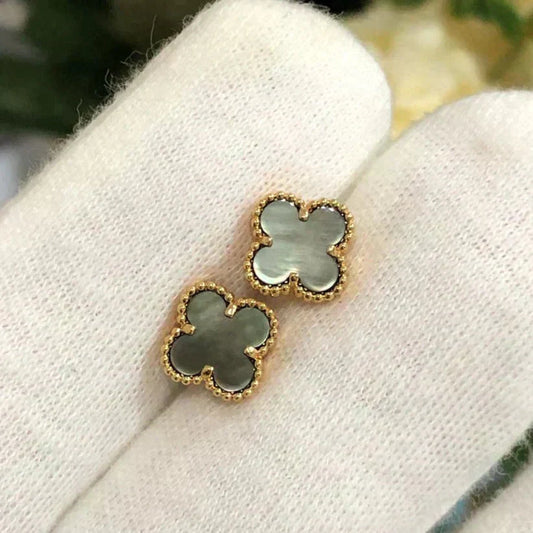 [Dawnora Jewelry]CLOVER MINI 9.5MM GRAY MOP EARRINGS