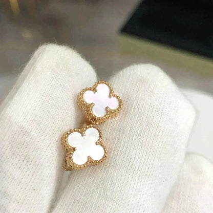 [Dawnora Jewelry]CLOVER MINI 9.5MM WHITE MOP EARRINGS