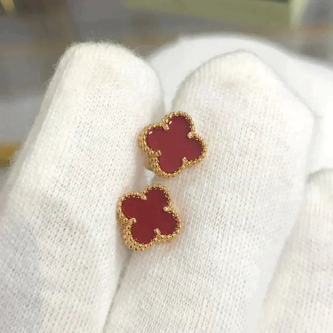 [Dawnora Jewelry]CLOVER MINI 9.5MM CARNELIAN EARRINGS