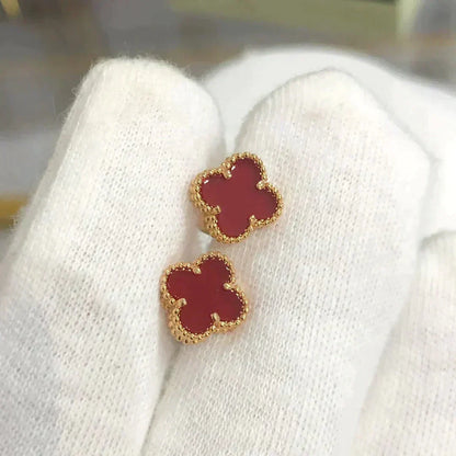 [Dawnora Jewelry]CLOVER MINI 9.5MM CARNELIAN EARRINGS