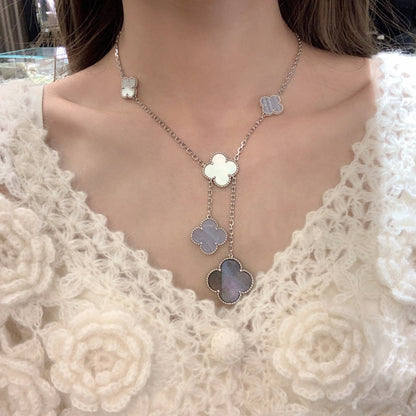 [Dawnora Jewelry]CLOVER MOP CHALCEDONY NECKLACE SILVER 6 MOTIF