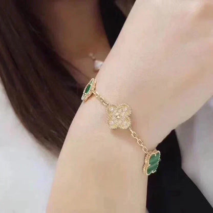[Dawnora Jewelry] CLOVER 5 MOTIF MALACHITE BRACELET COLLECTION