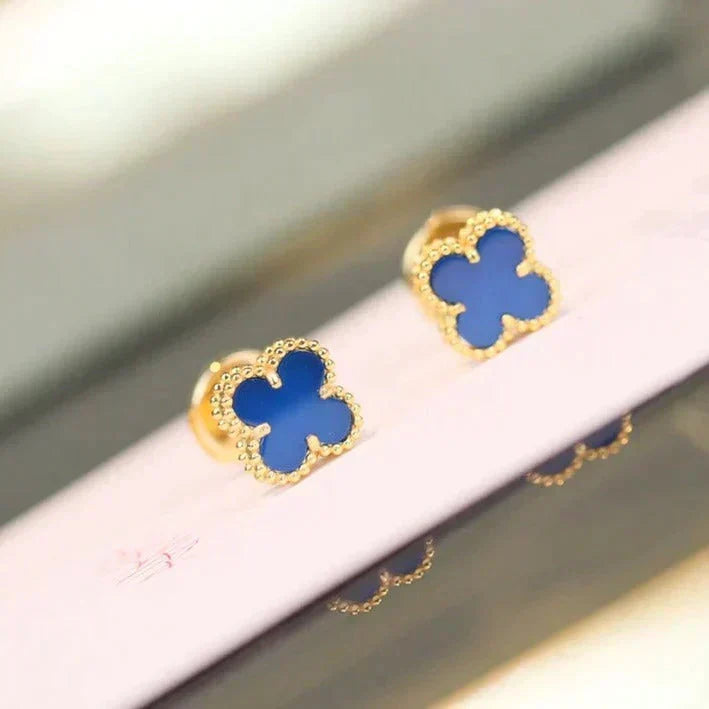 [Dawnora Jewelry]CLOVER MINI 9.5MM TURQUOISE EARRINGS