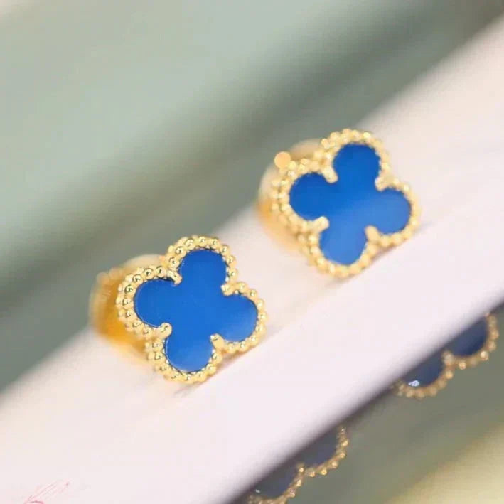 [Dawnora Jewelry]CLOVER MINI 9.5MM TURQUOISE EARRINGS