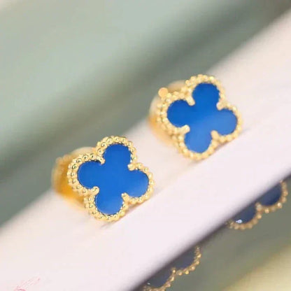 [Dawnora Jewelry]CLOVER MINI 9.5MM TURQUOISE EARRINGS
