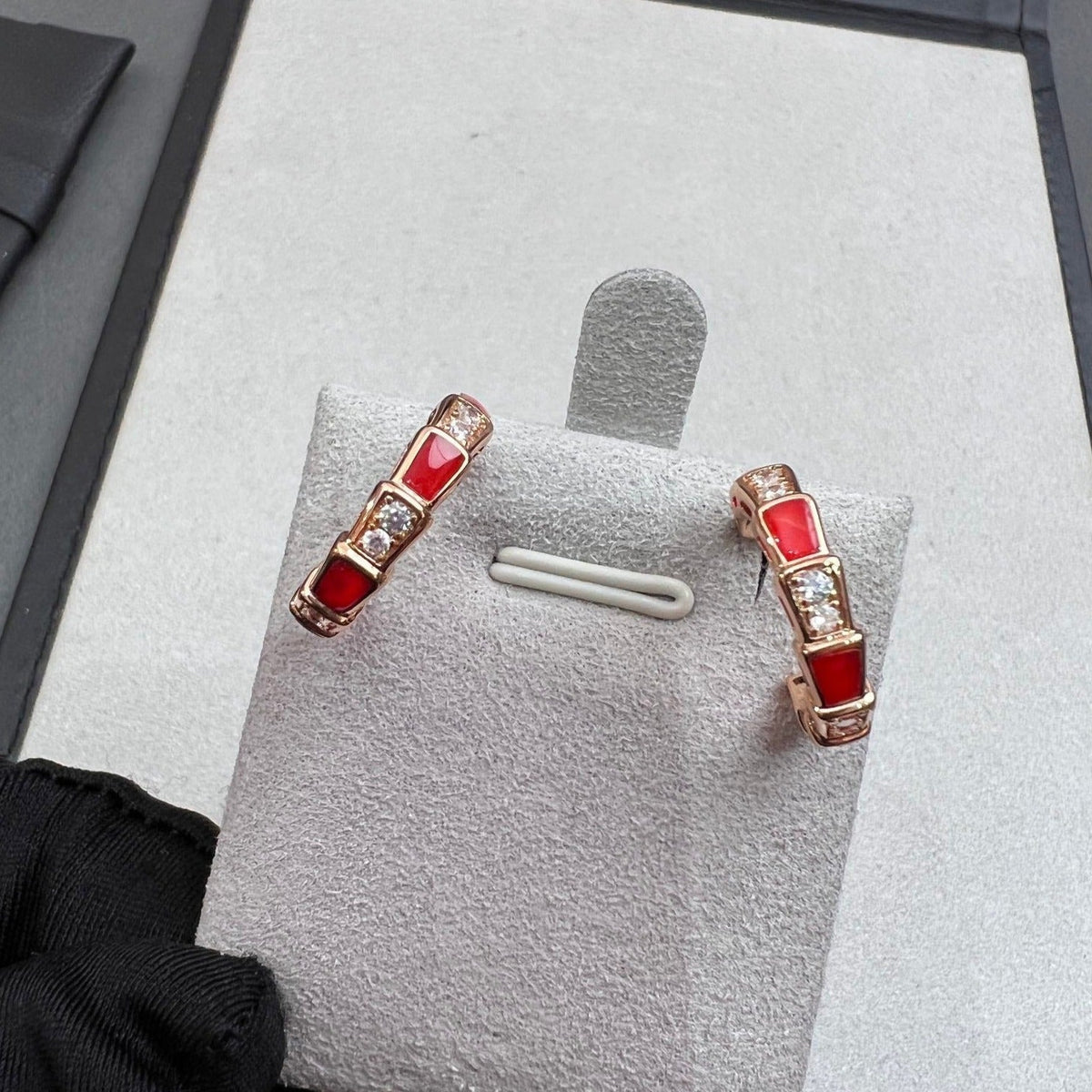 [Dawnora Jewelry]SERPENTI CARNELIAN PINK GOLD EARRINGS