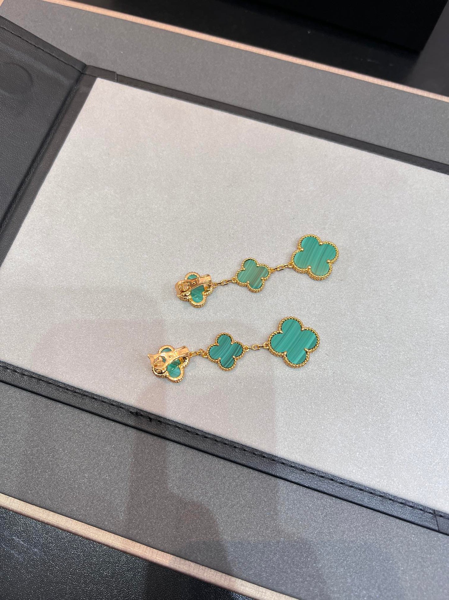 [Dawnora Jewelry]CLOVER MALACHITE 3 MOTIFS GOLD