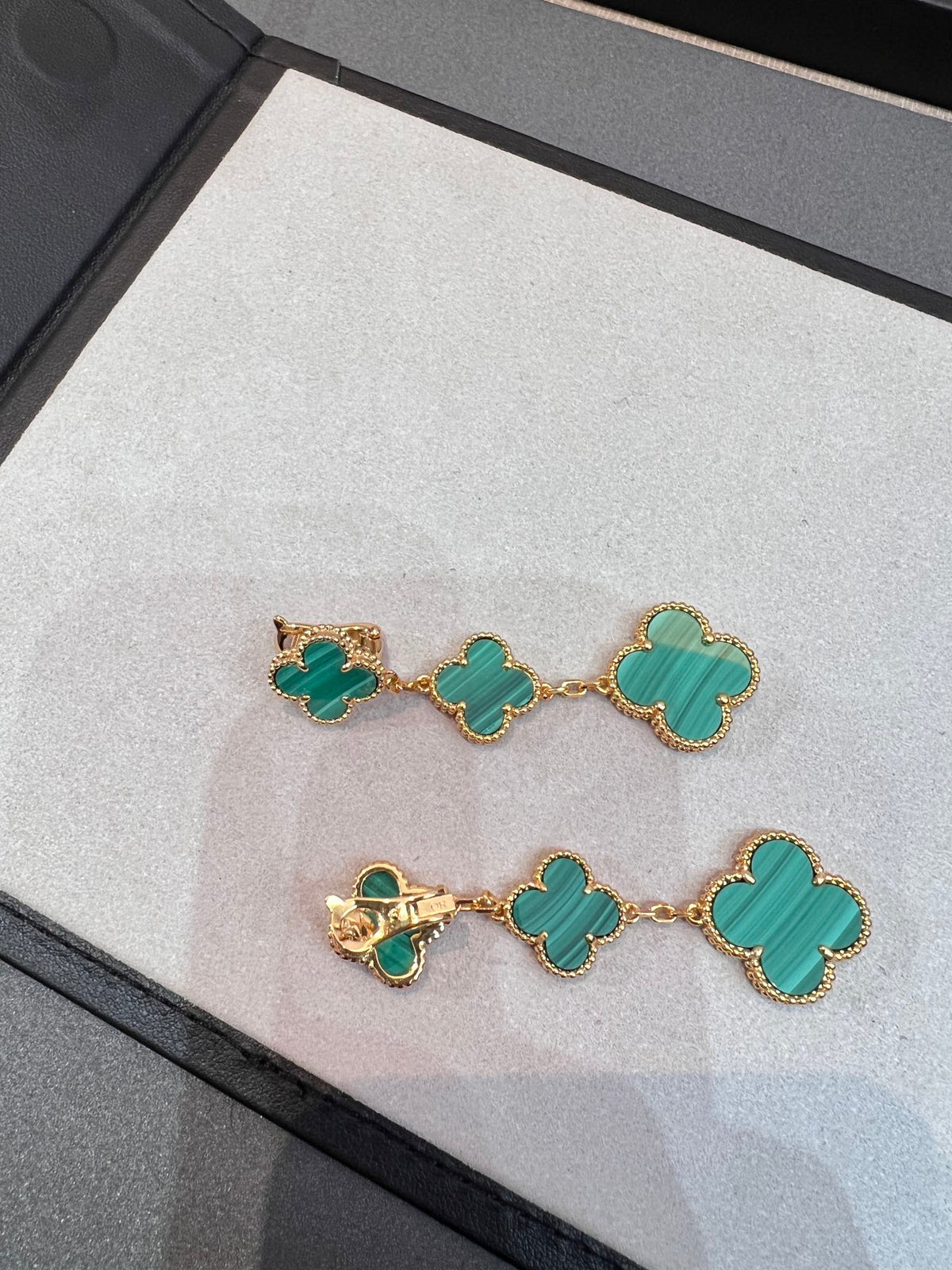 [Dawnora Jewelry]CLOVER MALACHITE 3 MOTIFS GOLD
