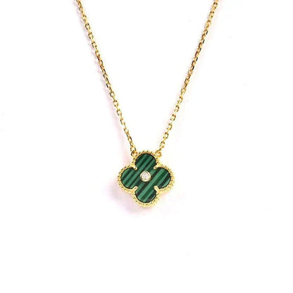 [Dawnora Jewelry]CLOVER 15MM DIAMOND TURQUOISE NECKLACE