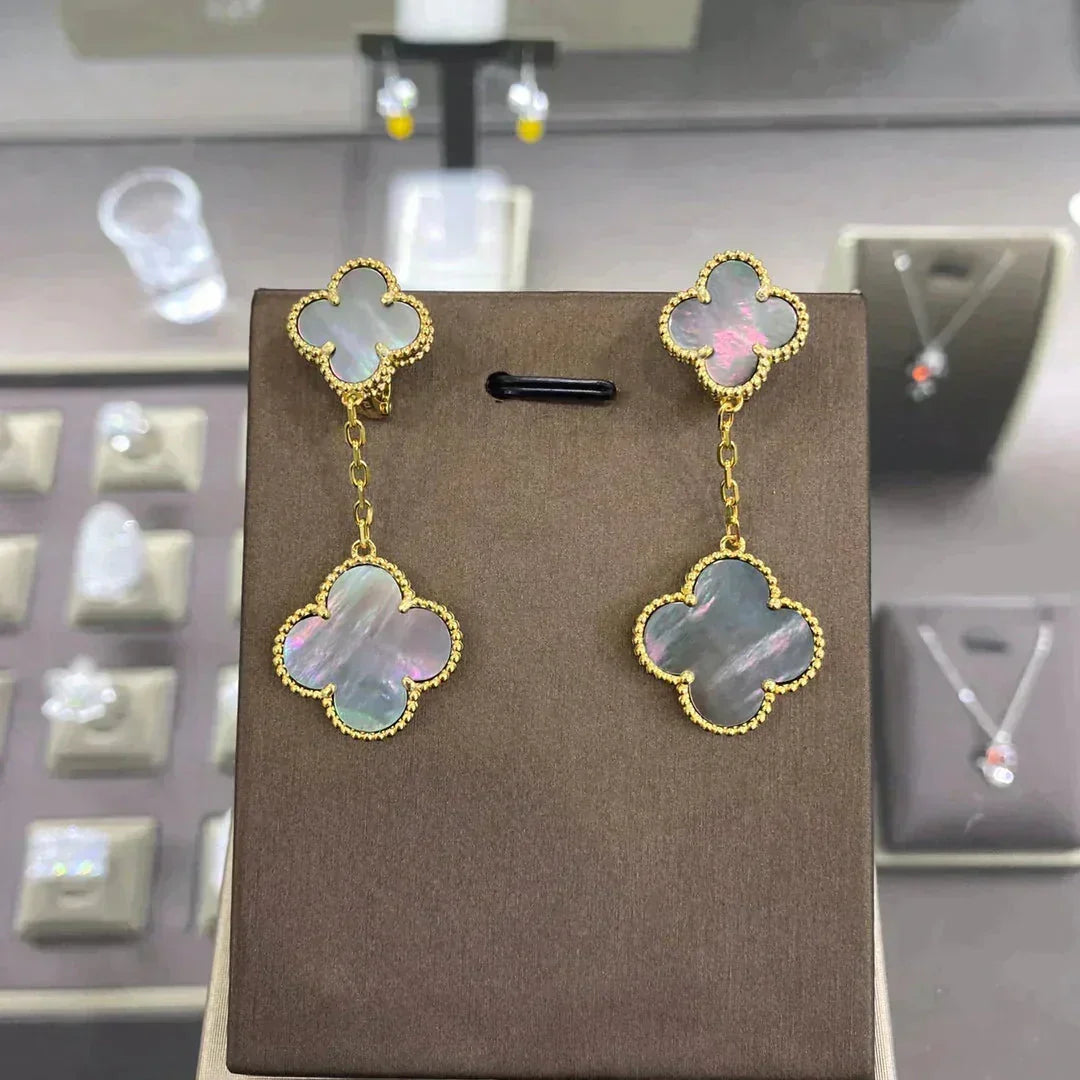 [Dawnora Jewelry]CLOVER 2 MOTIFS  EARRINGS (MULTIPLE CHOICESC