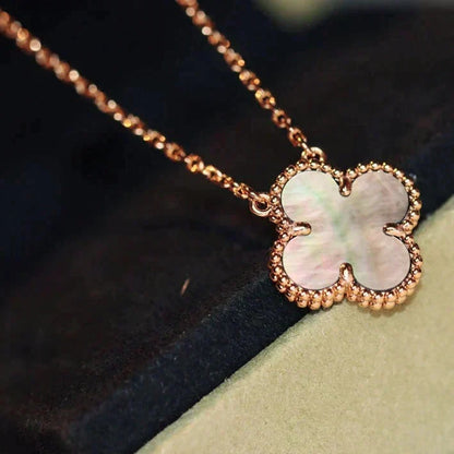 [Dawnora Jewelry]CLOVER 15MM  GRAY MOTHER OF PEARL NECKLACE