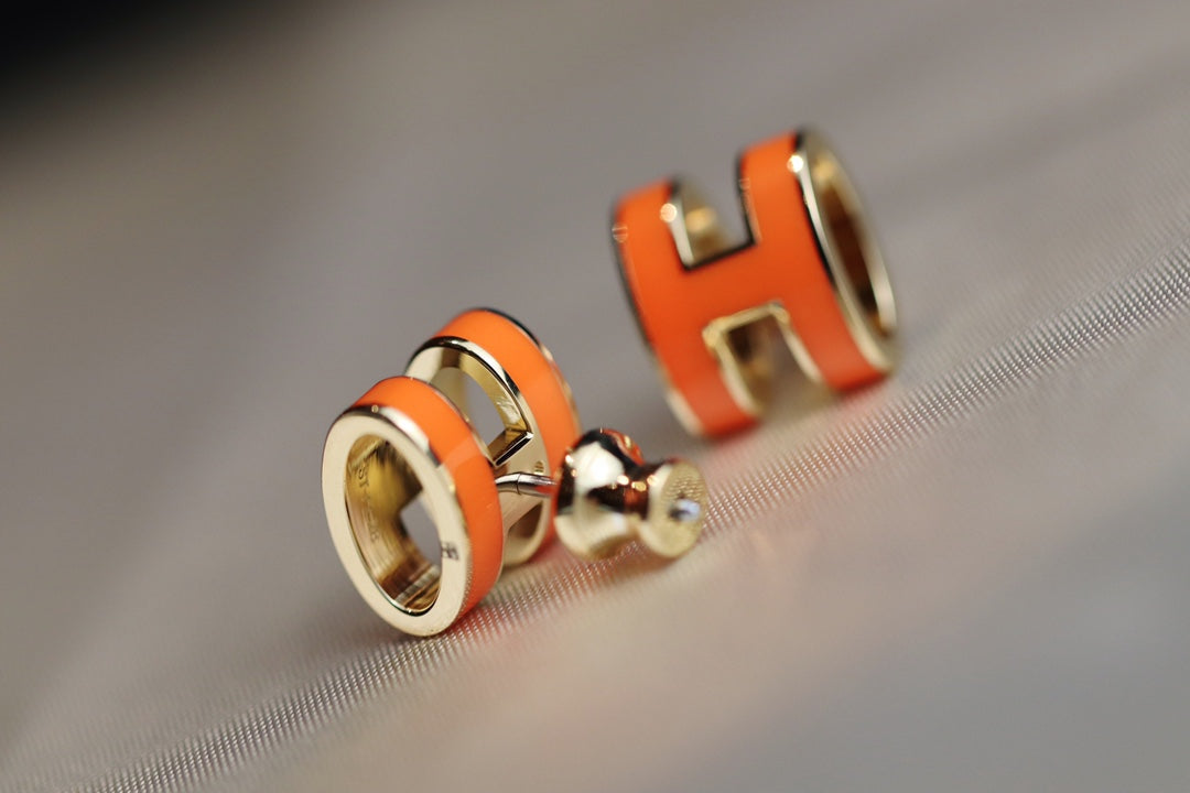 [Dawnora Jewelry]MINI POP H EARRINGS ORANGE