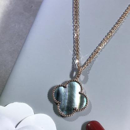 [Dawnora Jewelry]CLOVER 25MM GOLD DARK MOP BIG CLOVER NECKLACE