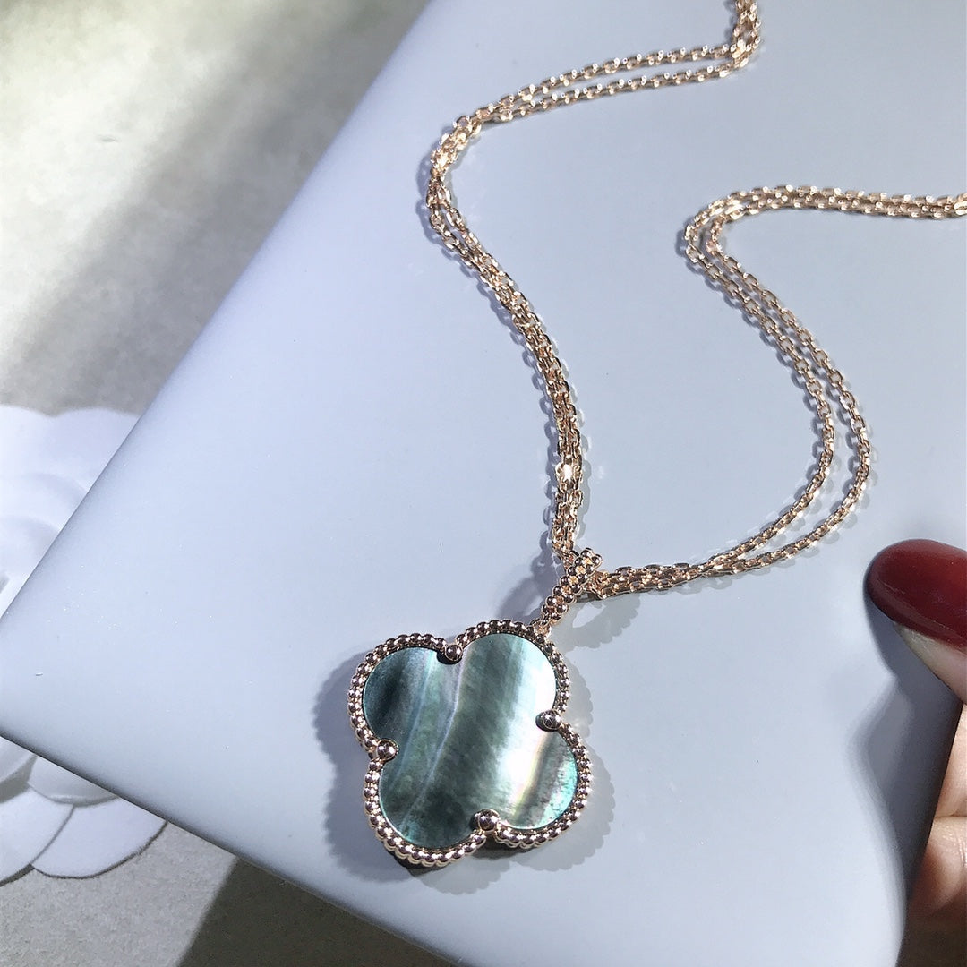[Dawnora Jewelry]CLOVER 25MM GOLD DARK MOP BIG CLOVER NECKLACE