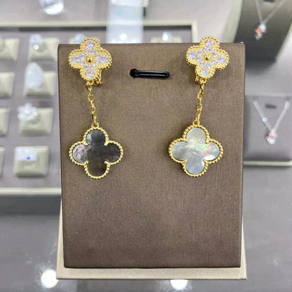 [Dawnora Jewelry]CLOVER  2 MOTIFS  DIAMOND  EARRINGS (MULTIPLE CHOICESç´