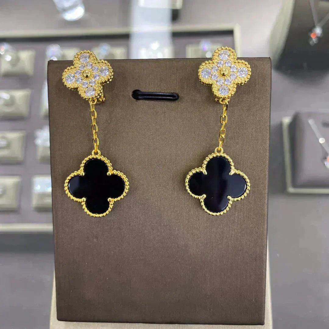 [Dawnora Jewelry]CLOVER  2 MOTIFS  DIAMOND  EARRINGS (MULTIPLE CHOICESç´